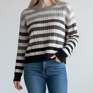 KAREN SCOTT Striped Cable Knit Sweater Long Sleeve Women's Size L